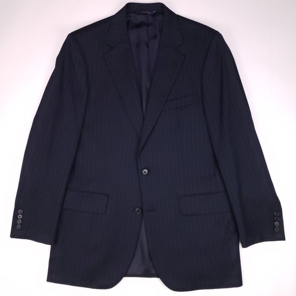 Brooks Brothers 39L Suit Navy Pinstriped Wool Mens - Picture 2 of 12